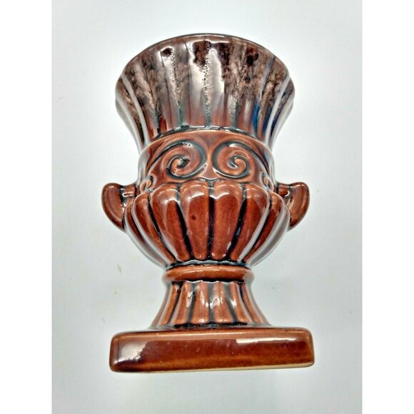 Vintage Beauceware Quebec Canada Glazed Clay Footed Urn Vase 5 7/8" Tall - Picture 10 of 10